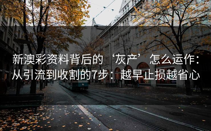 新澳彩资料背后的‘灰产’怎么运作：从引流到收割的7步：越早止损越省心