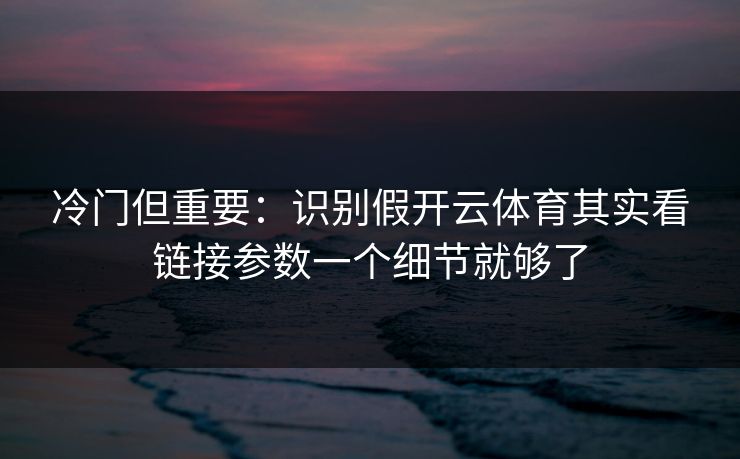 冷门但重要：识别假开云体育其实看链接参数一个细节就够了