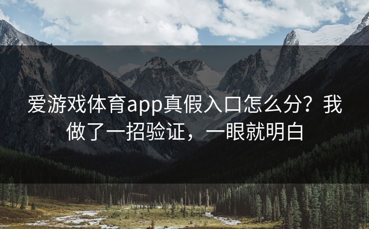 爱游戏体育app真假入口怎么分？我做了一招验证，一眼就明白