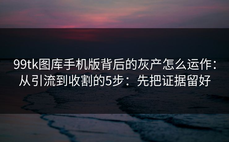99tk图库手机版背后的灰产怎么运作：从引流到收割的5步：先把证据留好